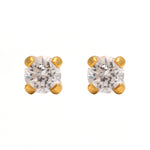 Load image into Gallery viewer, 3MM Cubic Zirconia 24K Pure Gold Plated (Self Piercer) Ear Stud
