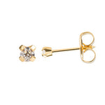Load image into Gallery viewer, 3MM Cubic Zirconia 24K Pure Gold Plated (Self Piercer) Ear Stud