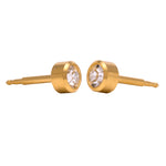 Load image into Gallery viewer, 3MM Cubic Zirconia Bezel 24K Pure Gold Plated Ear Piercing Stud