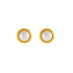 Load image into Gallery viewer, 3MM White Pearl Bezel 24K Pure Gold Plated Ear Piercing Stud