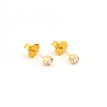 Load image into Gallery viewer, 3MM April Crystal Bezel 18K Gold Ear Piercing Stud