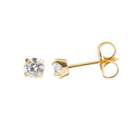 Load image into Gallery viewer, 4MM Cubic Zirconia 24K Pure Gold Plated (Self Piercer) Ear Stud