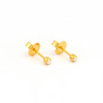 Load image into Gallery viewer, 2MM White Pearl 24K Pure Gold Plated Ear Piercing Stud