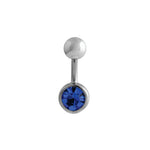 Load image into Gallery viewer, Body Jewellery Single Jewel Sapphire Stainless Steel 14G 10MM Belly Stud