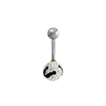 Load image into Gallery viewer, Body Jewellery Black White Stone Zebra Ball Stainless Steel 14G Belly Stud