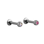 Load image into Gallery viewer, Body Jewellery Rose / Ab Crystal Lip Area 16G 5/16 Stainless Steel Labrets Studs