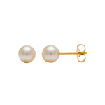 Load image into Gallery viewer, 6MM White Pearl 24K Pure Gold Plated Ear Studs