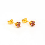 Load image into Gallery viewer, 5MM June Alexandrite 24K Pure Gold Plated Ear Studs