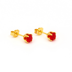 Load image into Gallery viewer, 5MM July Ruby 24K Pure Gold Plated Ear Studs