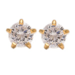 Load image into Gallery viewer, 4MM Cubic Zirconia 24K Pure Gold Plated Ear Studs