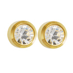 Load image into Gallery viewer, 4MM April Ð Crystal Bezel 24K Pure Gold Plated Ear Studs