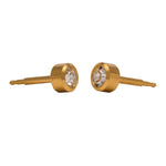 Load image into Gallery viewer, 4MM April Ð Crystal Bezel 24K Pure Gold Plated Ear Studs