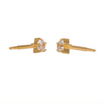 تحميل الصورة إلى عارض المعرض، 2MM Cubic Zirconia 24K Pure Gold Plated Ear Studs