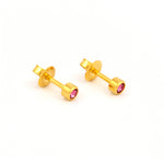 تحميل الصورة إلى عارض المعرض، 2MM October Ð Rose Bezel Birthstone 24K Pure Gold Plated Ear Studs