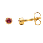 تحميل الصورة إلى عارض المعرض، 2MM October Ð Rose Bezel Birthstone 24K Pure Gold Plated Ear Studs