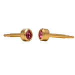 تحميل الصورة إلى عارض المعرض، 2MM October Ð Rose Bezel Birthstone 24K Pure Gold Plated Ear Studs
