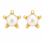 Load image into Gallery viewer, 3MM White Pearl 24K Pure Gold Plated Ear Studs