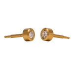 Load image into Gallery viewer, 3MM April Ð Crystal Bezel 24K Pure Gold Plated Ear Studs