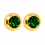 Load image into Gallery viewer, 3MM May Emerald Bezel 24K Pure Gold Plated Ear Studs
