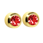 Load image into Gallery viewer, 3MM July Ð Ruby Birthstone Bezel 24K Pure Gold Plated Ear Studs