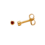 Load image into Gallery viewer, 3MM July Ð Ruby Birthstone Bezel 24K Pure Gold Plated Ear Studs