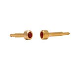 Load image into Gallery viewer, 3MM July Ð Ruby Birthstone Bezel 24K Pure Gold Plated Ear Studs