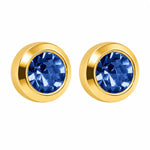 تحميل الصورة إلى عارض المعرض، 3MM September Ð Sapphire Birthstone Bezel 24K Pure Gold Plated Ear Studs