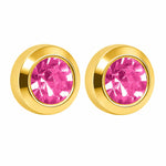 تحميل الصورة إلى عارض المعرض، 2MM October Ð Rose Bezel Birthstone 24K Pure Gold Plated Ear Studs
