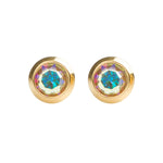 Load image into Gallery viewer, 3MM Rainbow Crystal Bezel 24K Pure Gold Plated Ear Studs