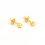 Load image into Gallery viewer, 3MM Rainbow Crystal Bezel 24K Pure Gold Plated Ear Studs