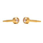 Load image into Gallery viewer, 3MM Rainbow Crystal Bezel 24K Pure Gold Plated Ear Studs