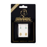 Load image into Gallery viewer, 3MM Turquoise Pearl Bezel 24K Pure Gold Plated Ear Studs