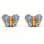 Load image into Gallery viewer, Butterfly Light Sapphire 24K Pure Gold Plated Ear Studs