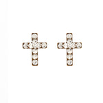 Load image into Gallery viewer, Crosses Crystal 24K Pure Gold Plated Ear Studs