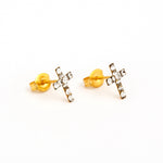 Load image into Gallery viewer, Crosses Crystal 24K Pure Gold Plated Ear Studs