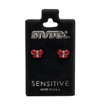 Load image into Gallery viewer, July Ruby Butterfly Shape Allergy-Free Stainless Steel Ear Studs