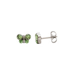 Load image into Gallery viewer, August Peridot Butterfly Shape Allergy-Free Stainless Steel Ear Studs