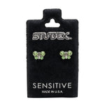 Load image into Gallery viewer, August Peridot Butterfly Shape Allergy-Free Stainless Steel Ear Studs