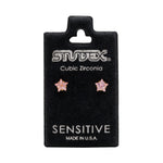 Load image into Gallery viewer, 5MM Pink Cubic Zirconia Star 24K Pure Gold Plated Ear Studs