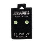 تحميل الصورة إلى عارض المعرض، أقراط أذن من الفولاذ المقاوم للصدأ المقاوم للحساسية، مقاس 5 مم، مرصعة بزركونيا مكعب، بلون أخضر نيون