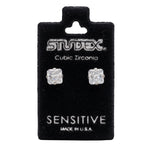 تحميل الصورة إلى عارض المعرض، أقراط أذن من الفولاذ المقاوم للصدأ المقاوم للحساسية، مقاس 6*6 مم، مرصعة بزركونيا مكعب، مقطوعة على شكل أميرة