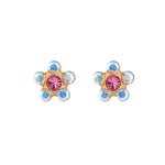 Load image into Gallery viewer, Daisy Ab Crystal October Rose 24K Pure Gold Plated Ear Studs
