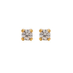 Load image into Gallery viewer, 3MM Cubic Zirconia 24K Pure Gold Plated Ear Studs