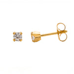 Load image into Gallery viewer, 3MM Cubic Zirconia 24K Pure Gold Plated Ear Studs