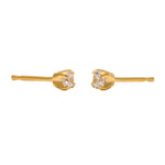 Load image into Gallery viewer, 3MM Cubic Zirconia 24K Pure Gold Plated Ear Studs