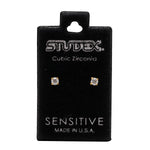 Load image into Gallery viewer, 3MM Cubic Zirconia 24K Pure Gold Plated Ear Studs