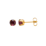 Load image into Gallery viewer, 5MM February Amethyst 24K Pure Gold Plated Ear Studs
