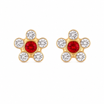 تحميل الصورة إلى عارض المعرض، أقراط أذن ديزي أبريل كريستال - روبي يوليو مطلية بالذهب الخالص عيار 24 قيراطًا للأطفال
