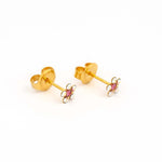 تحميل الصورة إلى عارض المعرض، أقراط أذن Daisy Ab Crystal Ð October Rose مطلية بالذهب الخالص عيار 24 قيراطًا للأطفال