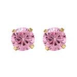 Load image into Gallery viewer, 3MM Pink Cubic Zirconia 24K Pure Gold Plated Ear Piercing Stud
